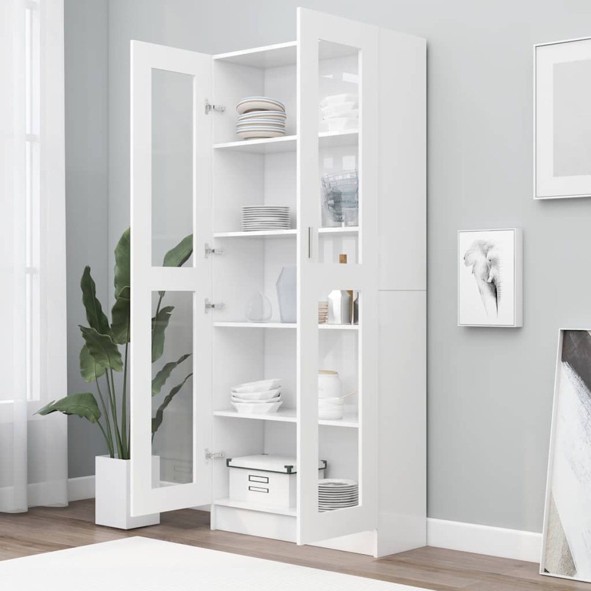 vidaXL Βιτρίνα Λευκή 82,5 x 30,5 x 185,5 εκ. Μοριοσανίδα