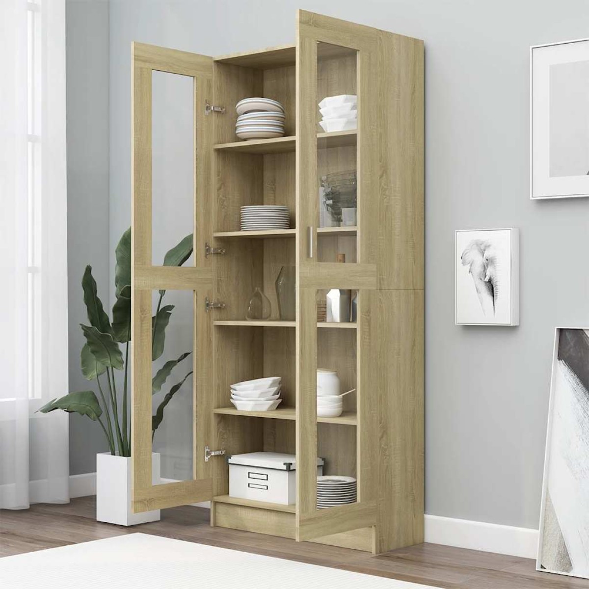vidaXL Βιτρίνα Χρώμα Sonoma Δρυς 82,5 x 30,5 x 185,5 εκ. Μοριοσανίδα