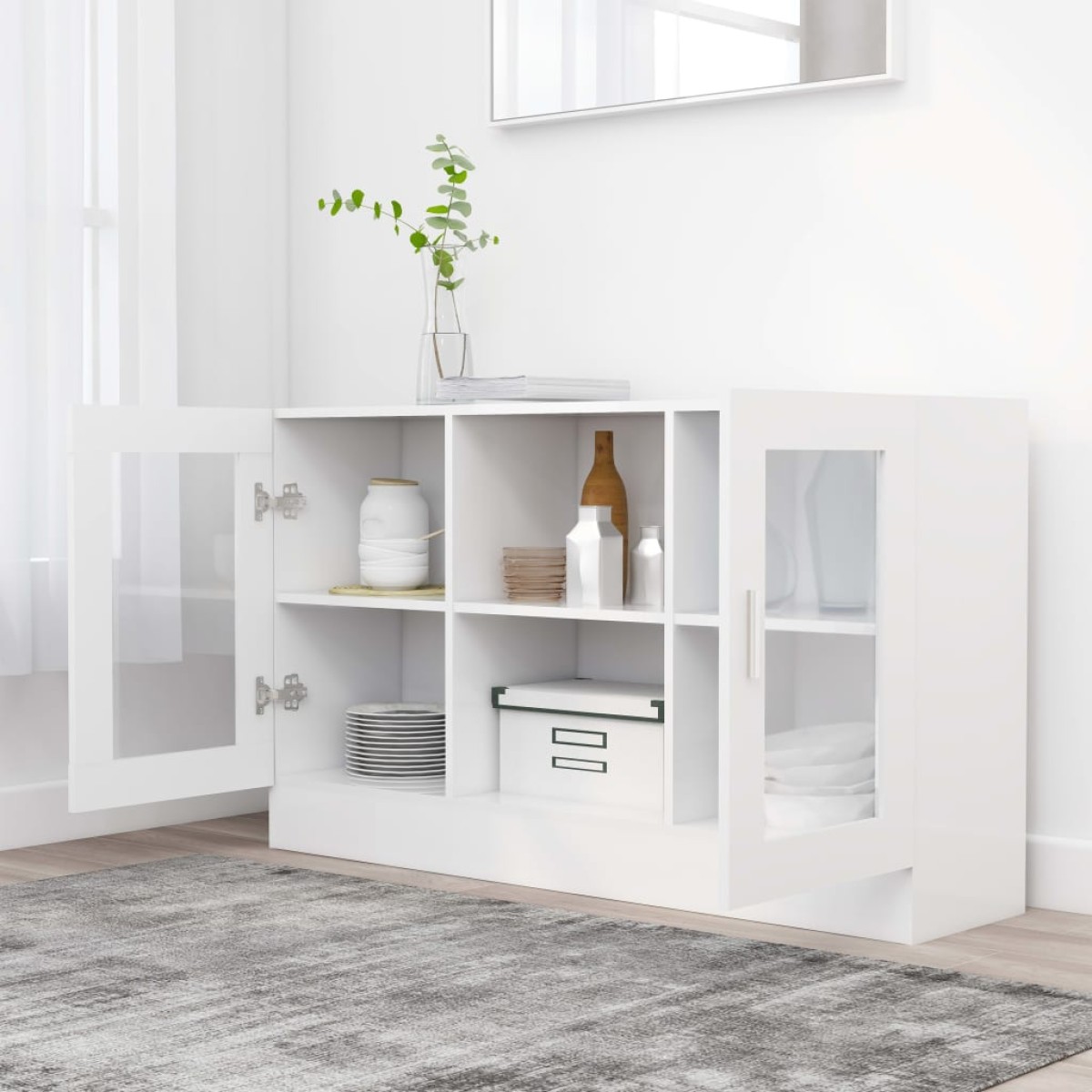 vidaXL Βιτρίνα Λευκή 120 x 30,5 x 70 εκ. από Μοριοσανίδα