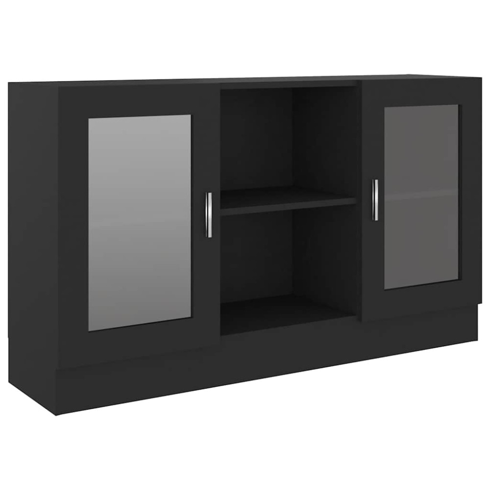 vidaXL Βιτρίνα Μαύρη 120 x 30,5 x 70 εκ. από Επεξ. Ξύλο