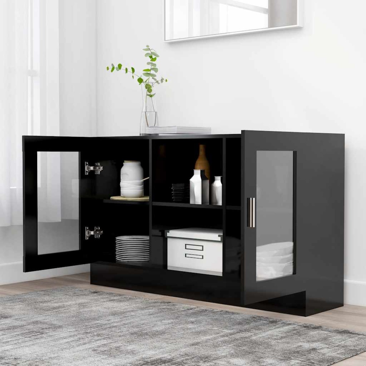 vidaXL Βιτρίνα Μαύρη 120 x 30,5 x 70 εκ. από Μοριοσανίδα