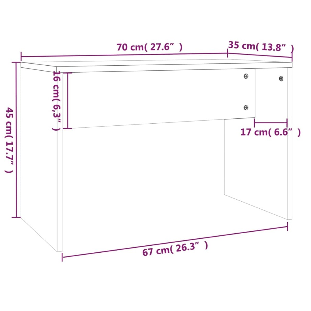 vidaXL Σκαμπό Μπουντουάρ Sonoma δρυς 70 x 35 x 45 εκ. Επεξ. Ξύλο
