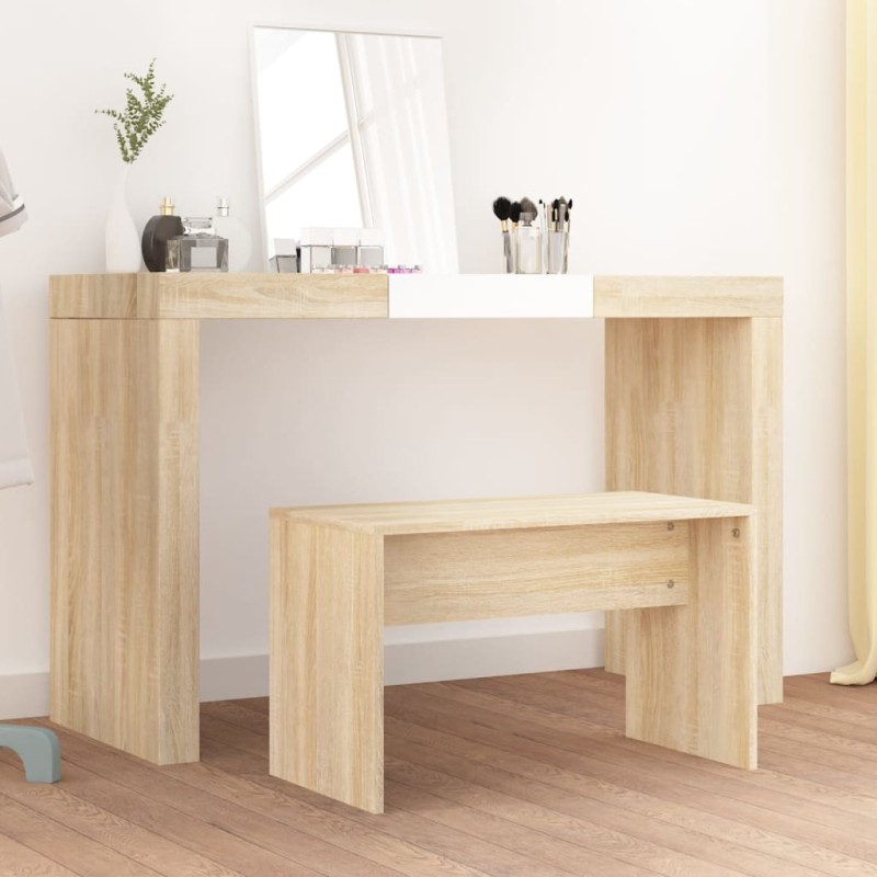 vidaXL Σκαμπό Μπουντουάρ Sonoma δρυς 70 x 35 x 45 εκ. Επεξ. Ξύλο
