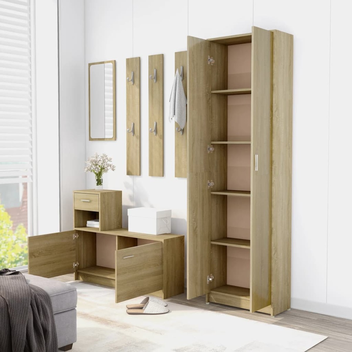 vidaXL Ντουλάπα Διαδρόμου Sonoma Δρυς 55 x 25 x 189 εκ. Μοριοσανίδα