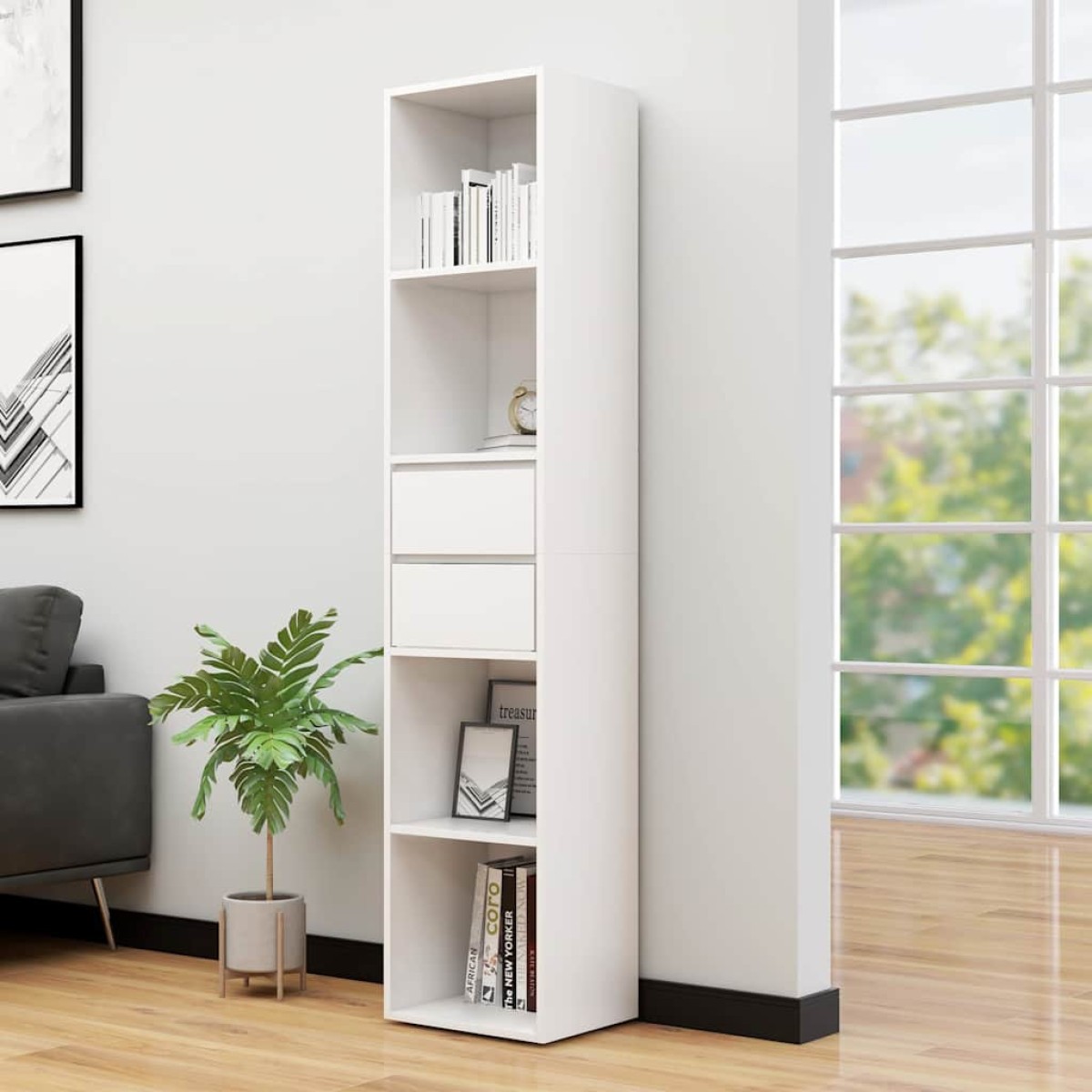 vidaXL Βιβλιοθήκη Λευκή 36 x 30 x 171 εκ. από Μοριοσανίδα