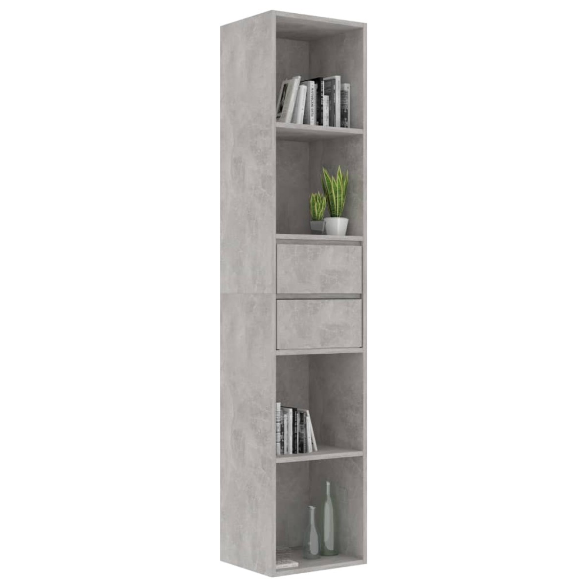 vidaXL Βιβλιοθήκη Γκρι του Σκυροδέματος 36x30x171 εκ. από Μοριοσανίδα