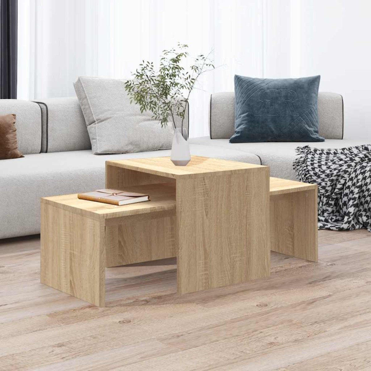 vidaXL Σετ Τραπεζάκια Σαλονιού Sonoma Δρυς 100x48x40 εκ. Μοριοσανίδα