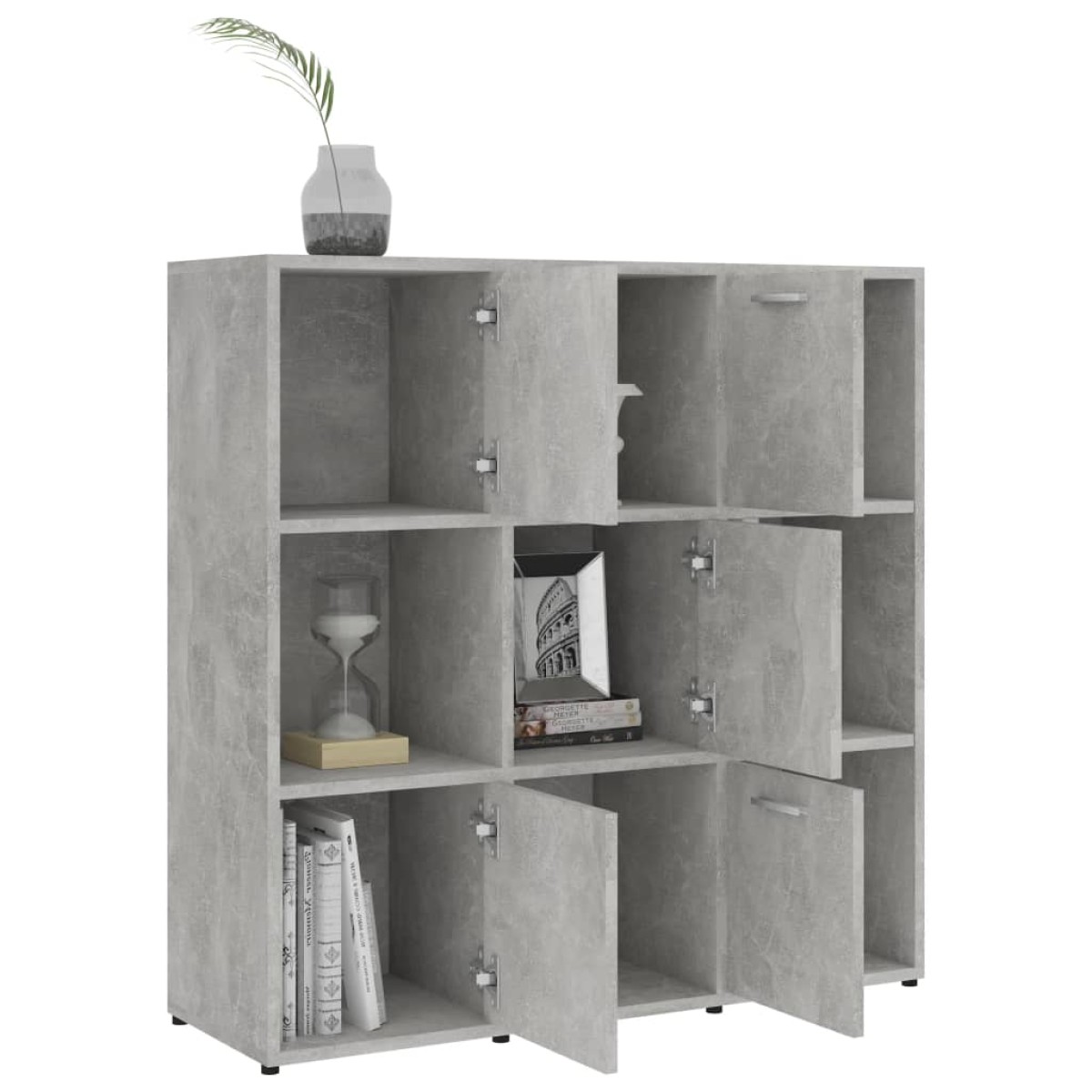 vidaXL Βιβλιοθήκη Γκρι του Σκυροδέματος 90 x 30 x 90 εκ. Μοριοσανίδα