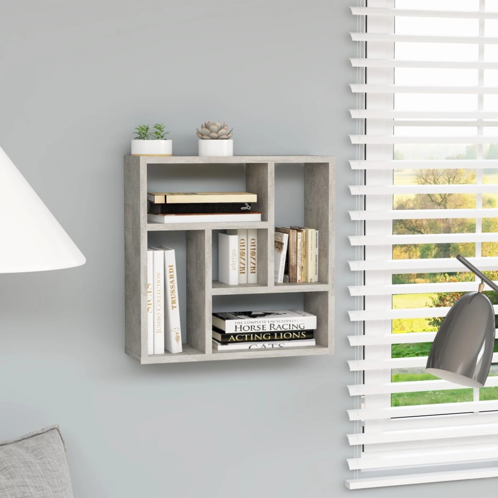 vidaXL Ραφιέρα Τοίχου Γκρι Σκυροδέματος 45x16x45εκ. από Επεξ. Ξύλο
