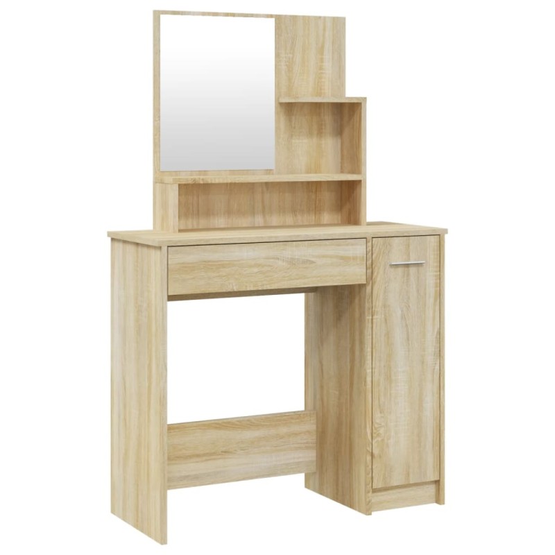 vidaXL Μπουντουάρ με Καθρέφτη Sonoma Δρυς 86,5x35x136 εκ.