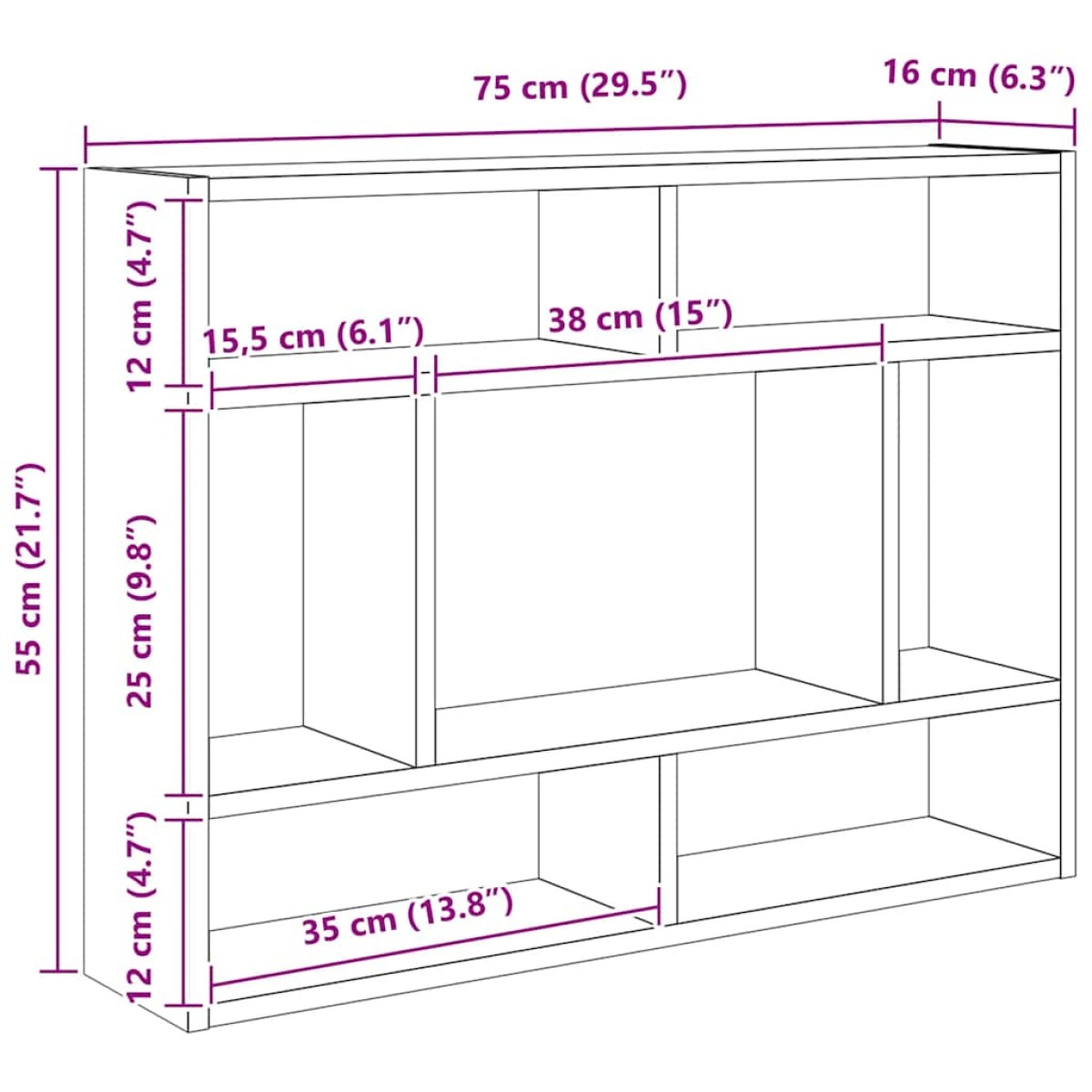 vidaXL Ραφιέρα Τοίχου Λευκή 75 x 16 x 55 εκ. από Μοριοσανίδα
