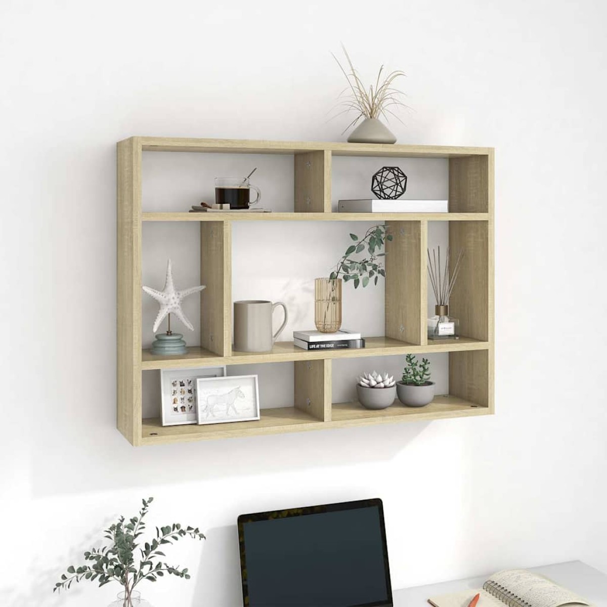 vidaXL Ραφιέρα Τοίχου Sonoma Δρυς 75 x 16 x 55 εκ. από Μοριοσανίδα