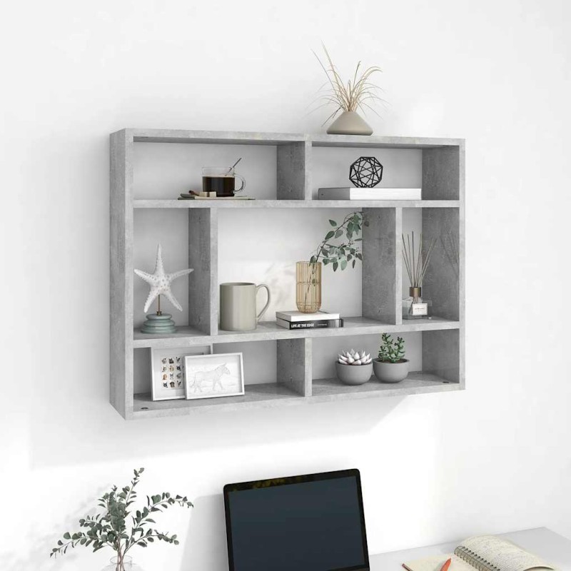 vidaXL Ραφιέρα Τοίχου Γκρι Σκυροδέματος 75x16x55 εκ. από Επεξ. Ξύλο