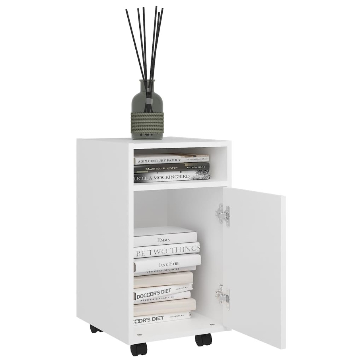 vidaXL Βοηθητικό Ντουλάπι με Τροχούς Λευκό 33x38x60 εκ. Μοριοσανίδα