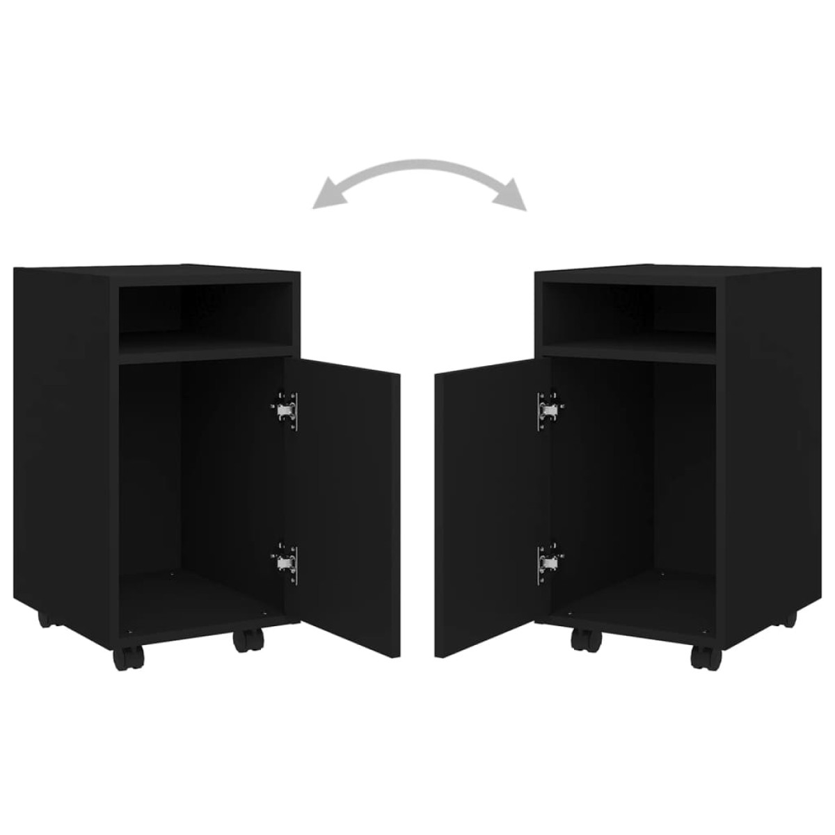 vidaXL Βοηθητικό Ντουλάπι με Τροχούς Μαύρο 33x38x60 εκ από Μοριοσανίδα
