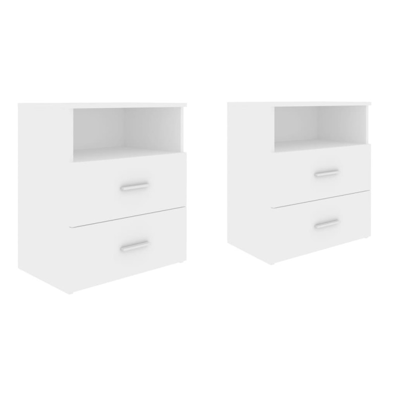 vidaXL Κομοδίνα 2 τεμ. Λευκά 50 x 32 x 60 εκ. από Επεξ. Ξύλο