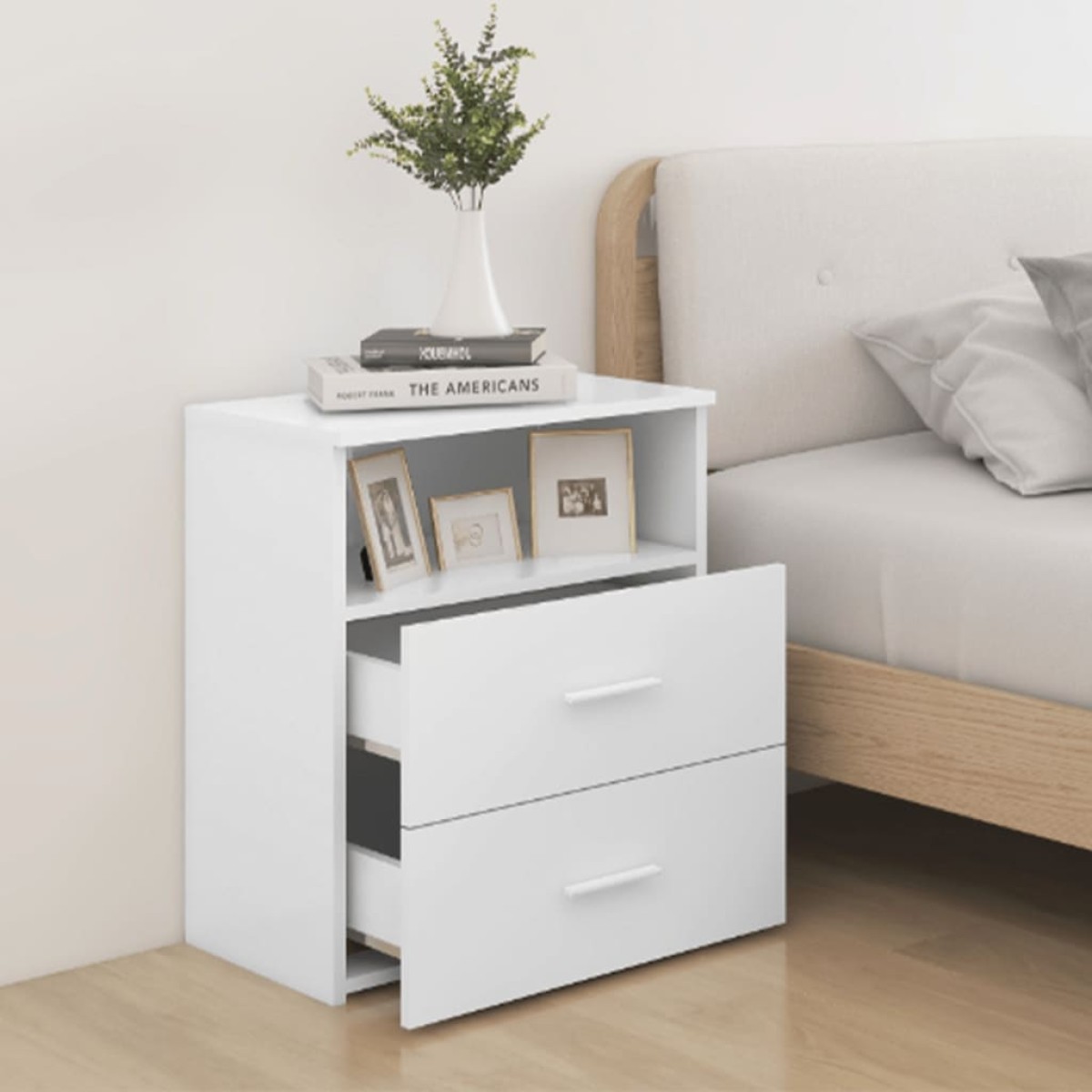 vidaXL Κομοδίνα 2 τεμ. Λευκά 50 x 32 x 60 εκ. από Μοριοσανίδα