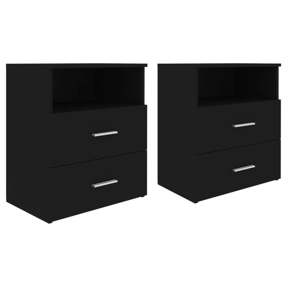 vidaXL Κομοδίνα 2 τεμ. Μαύρα 50 x 32 x 60 εκ.
