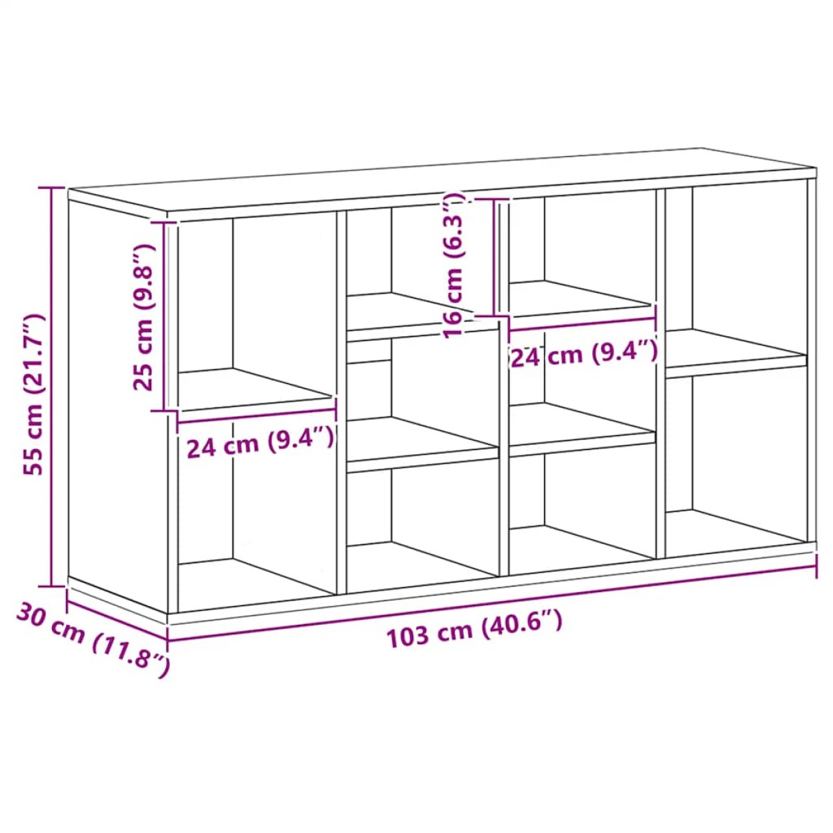 vidaXL Παπουτσοθήκη Μαύρη 103 x 30 x 54,5 εκ. από Μοριοσανίδα