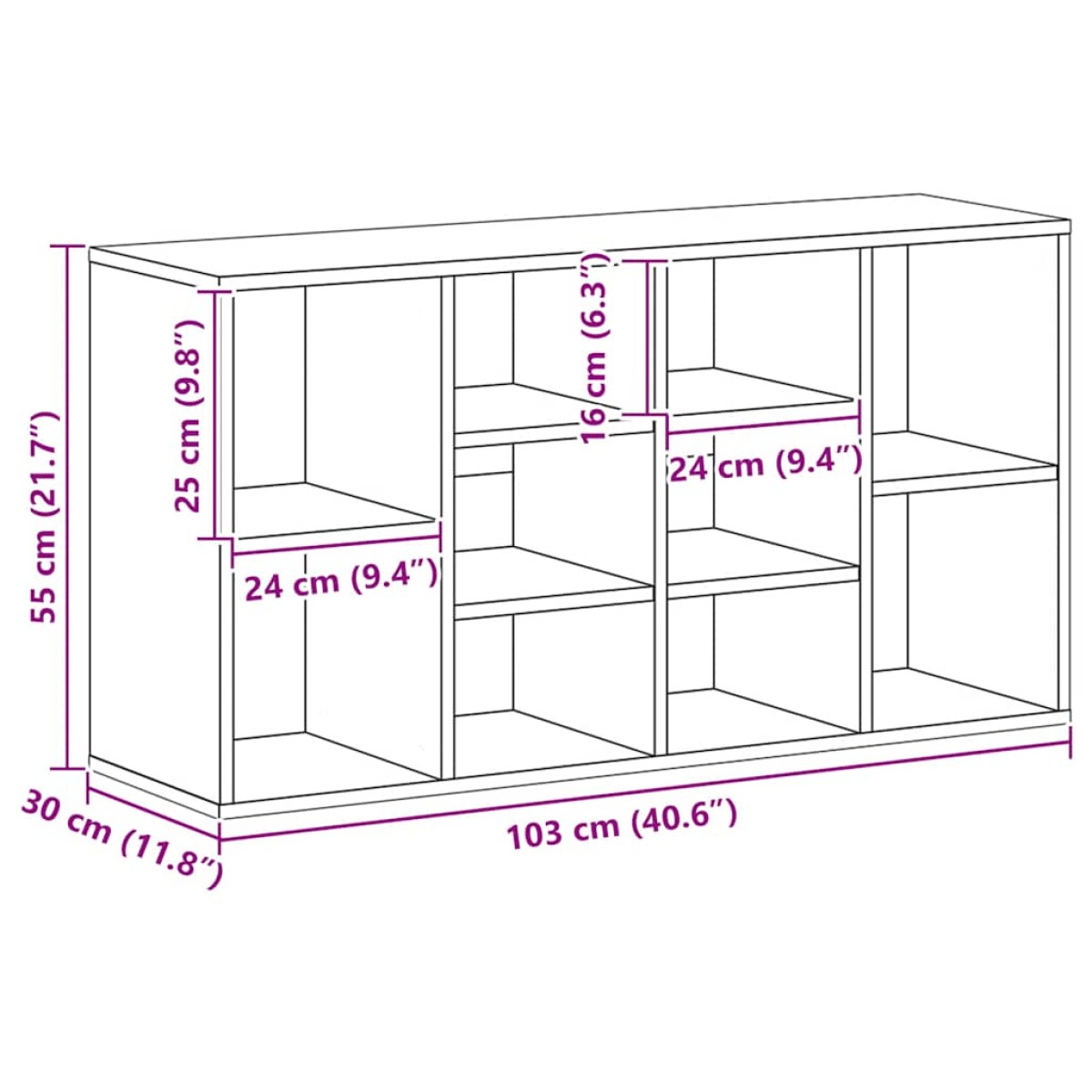 vidaXL Παπουτσοθήκη Γκρι Σκυροδέματος 103x30x54,5 εκ. από Μοριοσανίδα