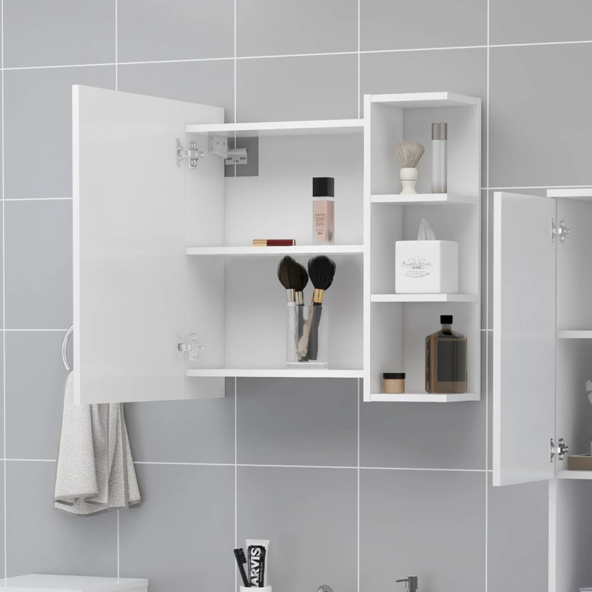 vidaXL Καθρέφτης Μπάνιου Λευκός 62,5 x 20,5 x 64 εκ. Μοριοσανίδα