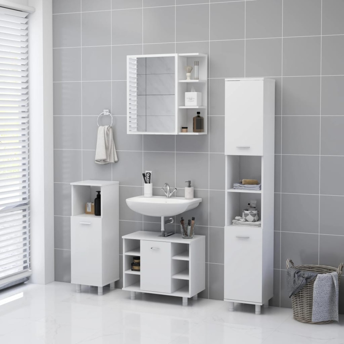 vidaXL Καθρέφτης Μπάνιου Λευκός 62,5 x 20,5 x 64 εκ. Μοριοσανίδα
