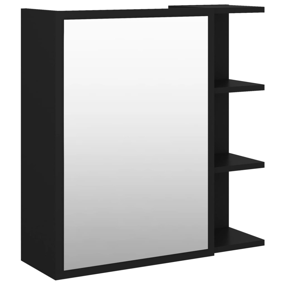 vidaXL Καθρέφτης Μπάνιου Μαύρο 62,5 x 20,5 x 64 εκ. από Επεξ. Ξύλο