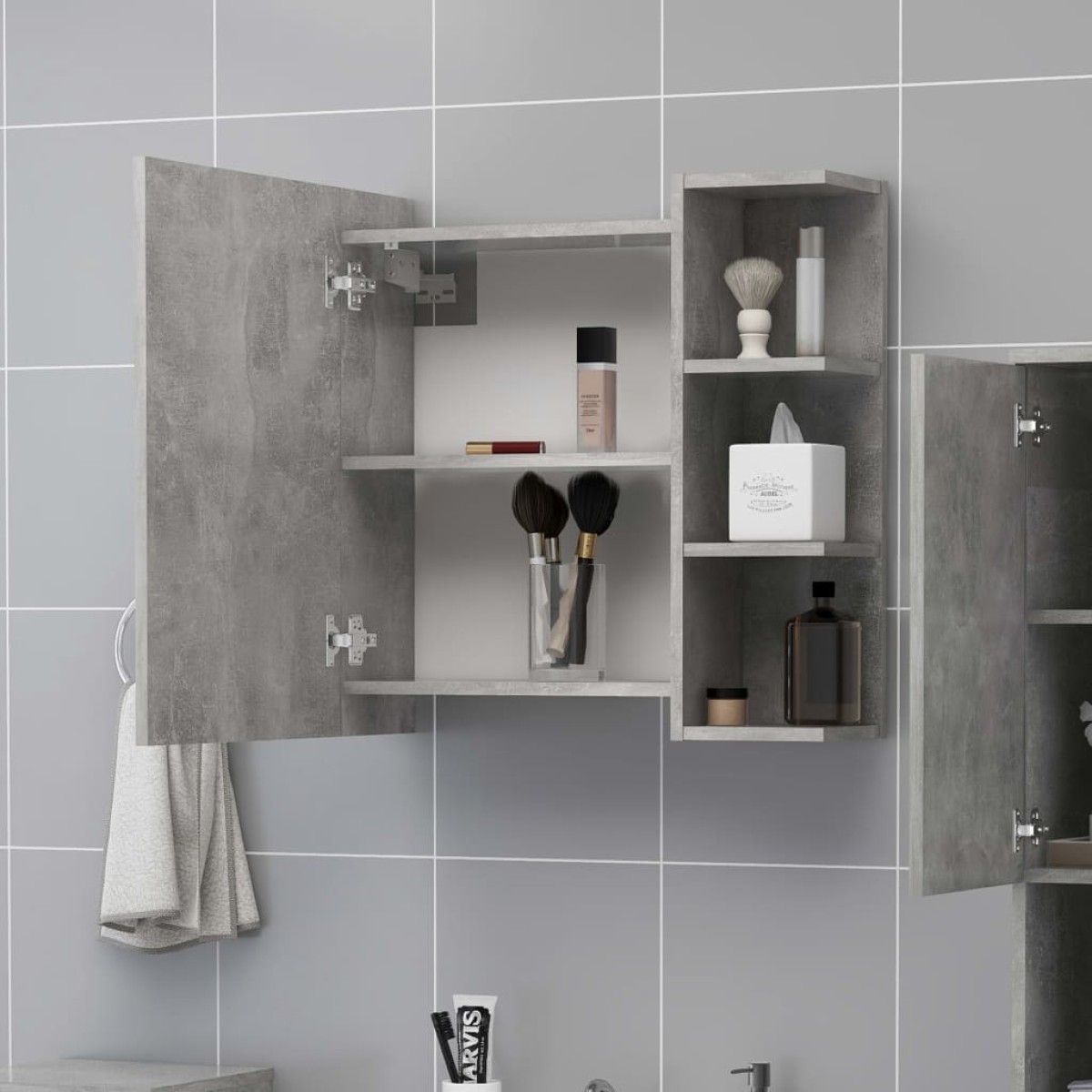 vidaXL Καθρέφτης Μπάνιου Γκρι Σκυροδέματος 62,5x20,5x64 εκ Μοριοσανίδα