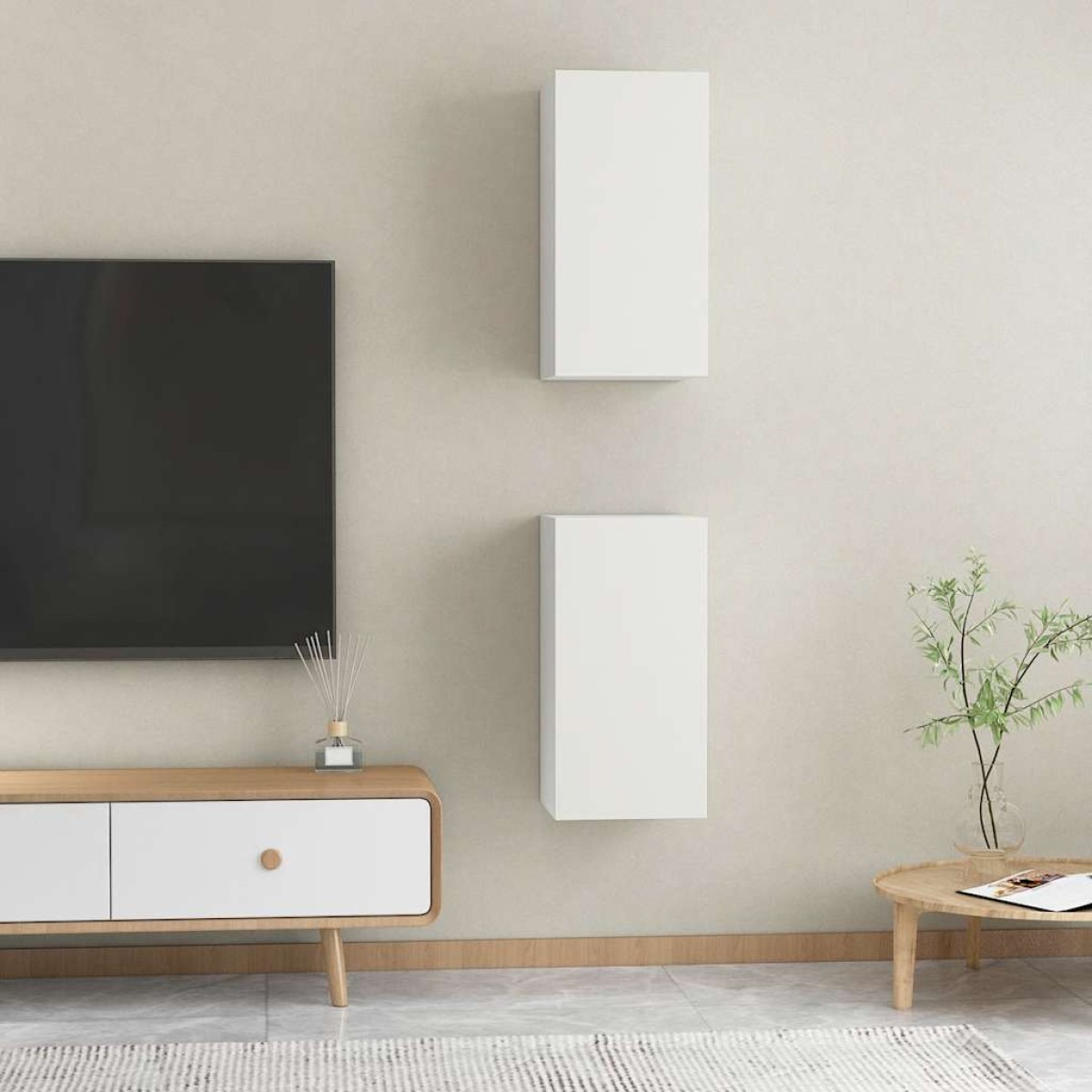 vidaXL Έπιπλα Τηλεόρασης 2 τεμ. Λευκά 30,5 x 30 x 60 εκ. Μοριοσανίδα