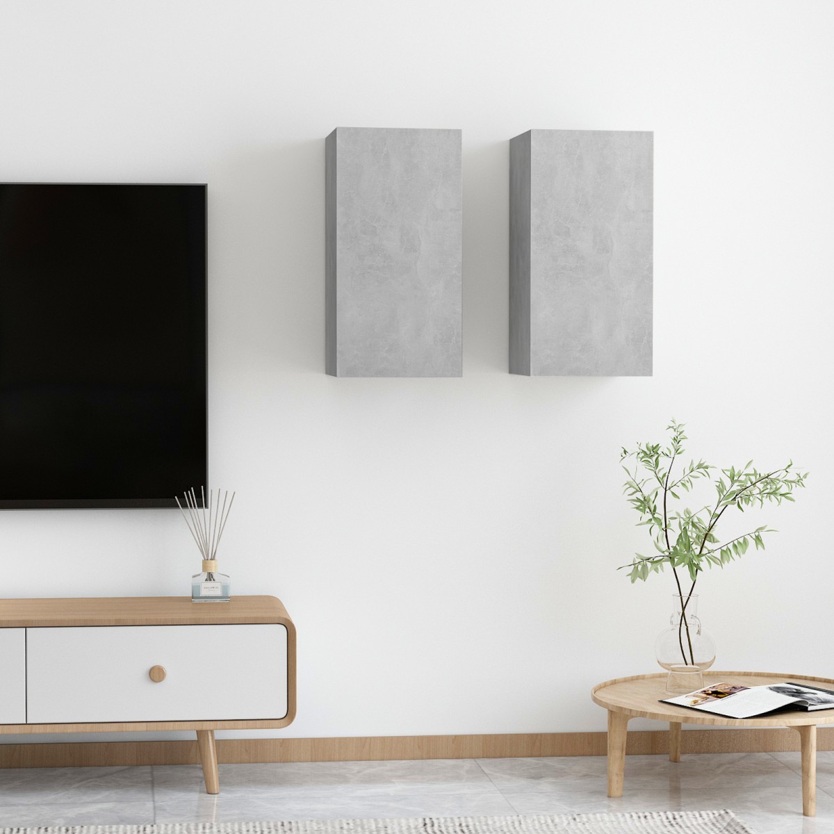 vidaXL Έπιπλα Τηλεόρασης 2 τεμ. Γκρι Σκυρ. 30,5x30x60 εκ. Μοριοσανίδα