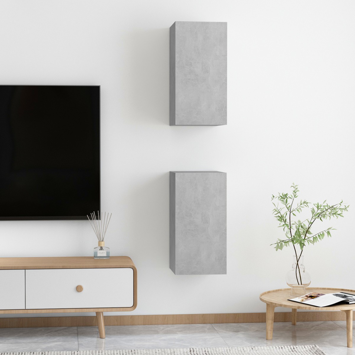 vidaXL Έπιπλα Τηλεόρασης 2 τεμ. Γκρι Σκυρ. 30,5x30x60 εκ. Μοριοσανίδα