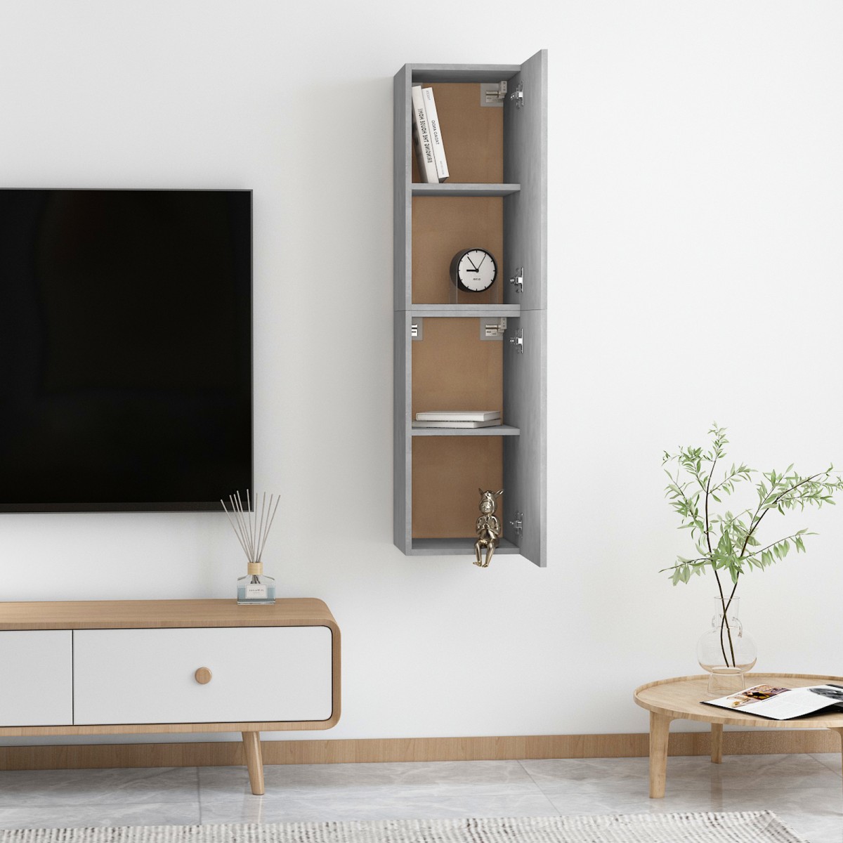 vidaXL Έπιπλα Τηλεόρασης 2 τεμ. Γκρι Σκυρ. 30,5x30x60 εκ. Μοριοσανίδα