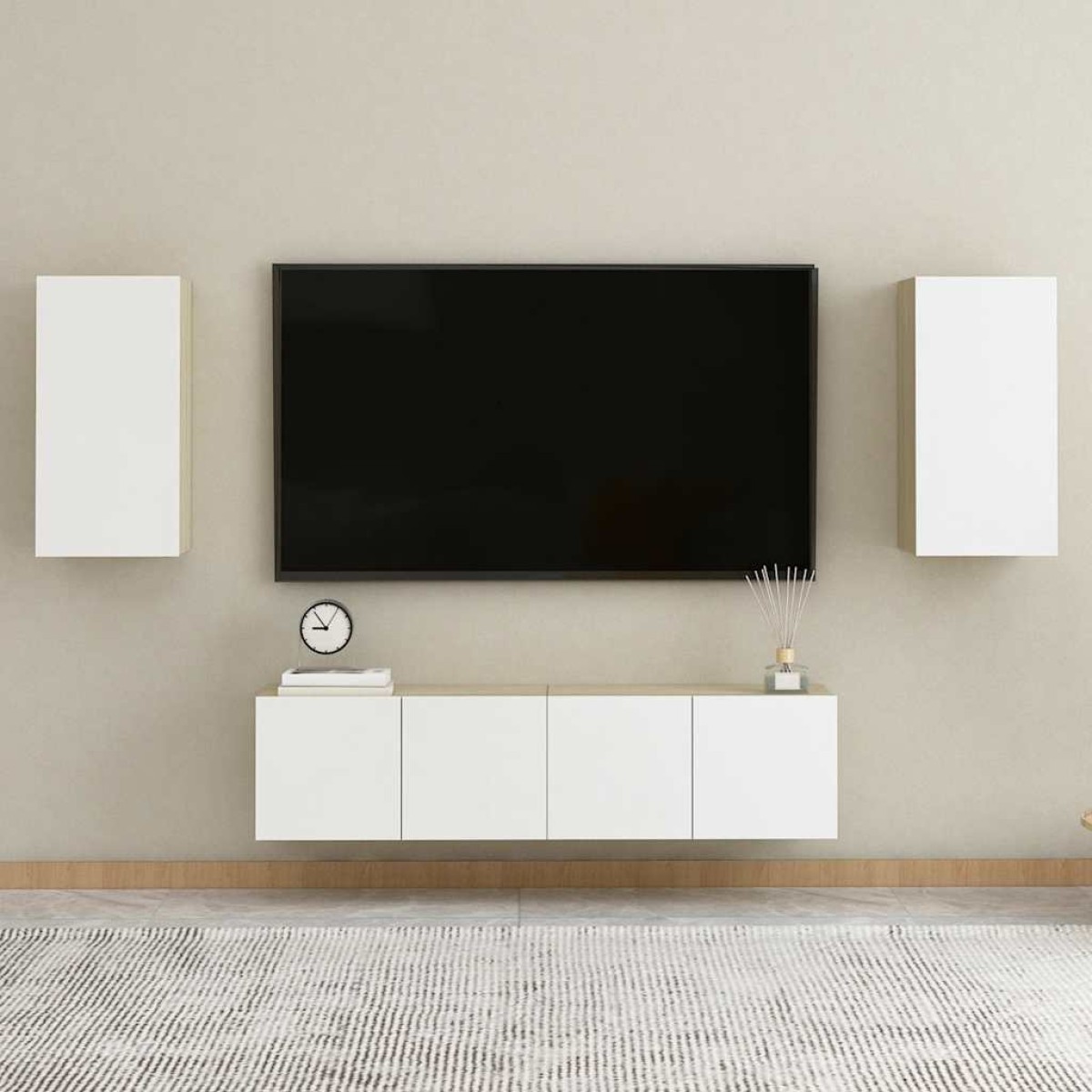 vidaXL Έπιπλο Τηλεόρασης Λευκό & Sonoma Δρυς 30,5x30x60εκ. Μοριοσανίδα
