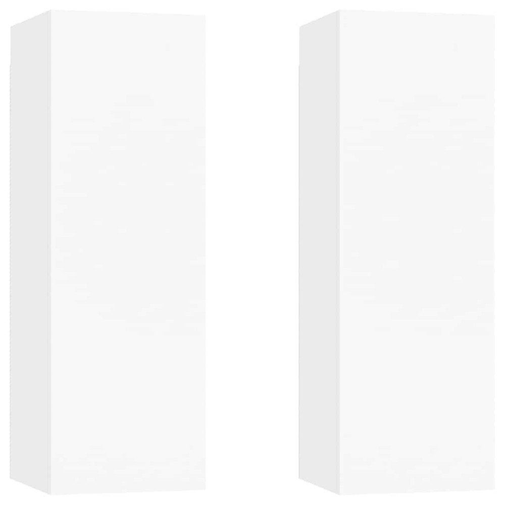 vidaXL Έπιπλα Τηλεόρασης 2 τεμ. Λευκά 30,5x30x90 εκ. από Επεξ. Ξύλο