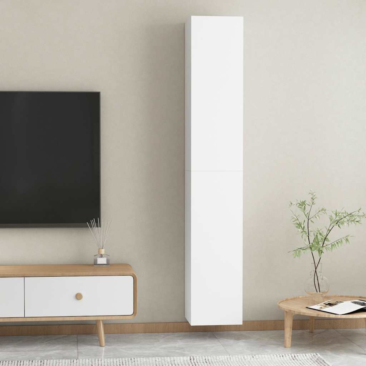vidaXL Έπιπλα Τηλεόρασης 2 τεμ. Λευκά 30,5 x 30 x 90 εκ. Μοριοσανίδα