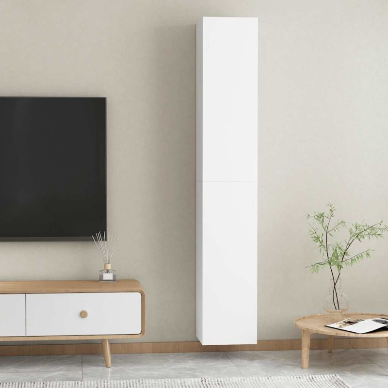 vidaXL Έπιπλα Τηλεόρασης 2 τεμ. Λευκά 30,5x30x90 εκ. από Επεξ. Ξύλο