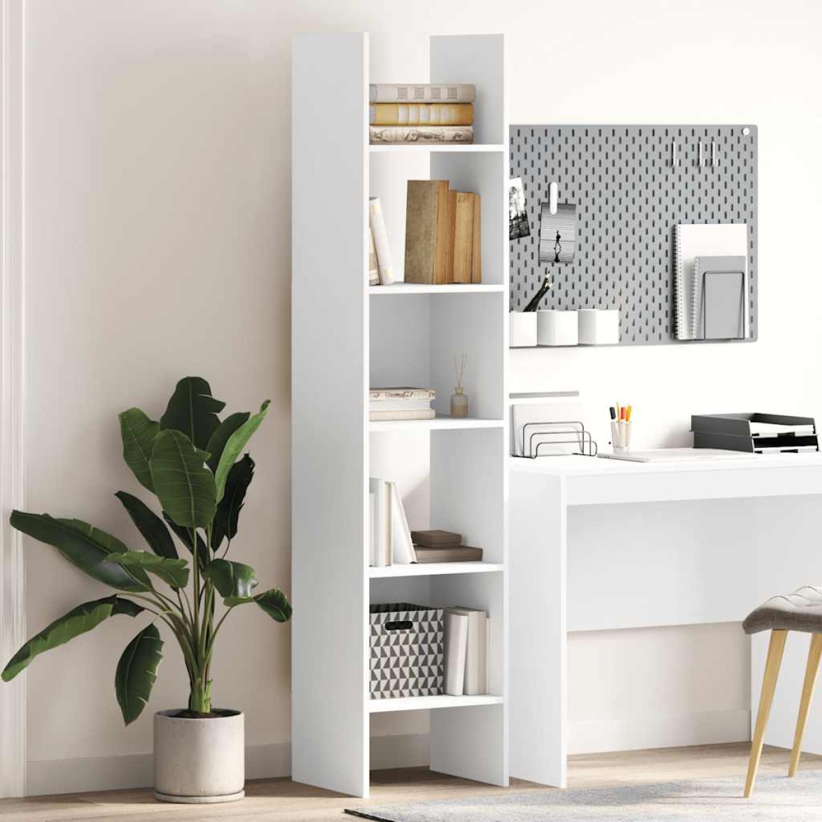 vidaXL Βιβλιοθήκη Λευκή 40 x 35 x 180 εκ. από Μοριοσανίδα