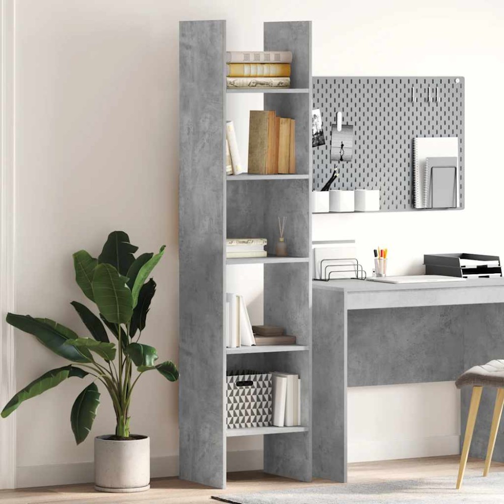 vidaXL Βιβλιοθήκη Γκρι Σκυροδέματος 40 x 35 x 180 εκ. από Επεξ. Ξύλο