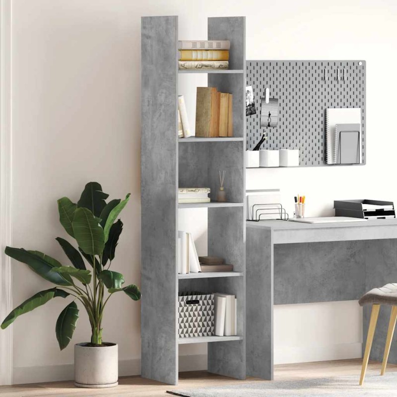 vidaXL Βιβλιοθήκη Γκρι Σκυροδέματος 40 x 35 x 180 εκ. από Επεξ. Ξύλο