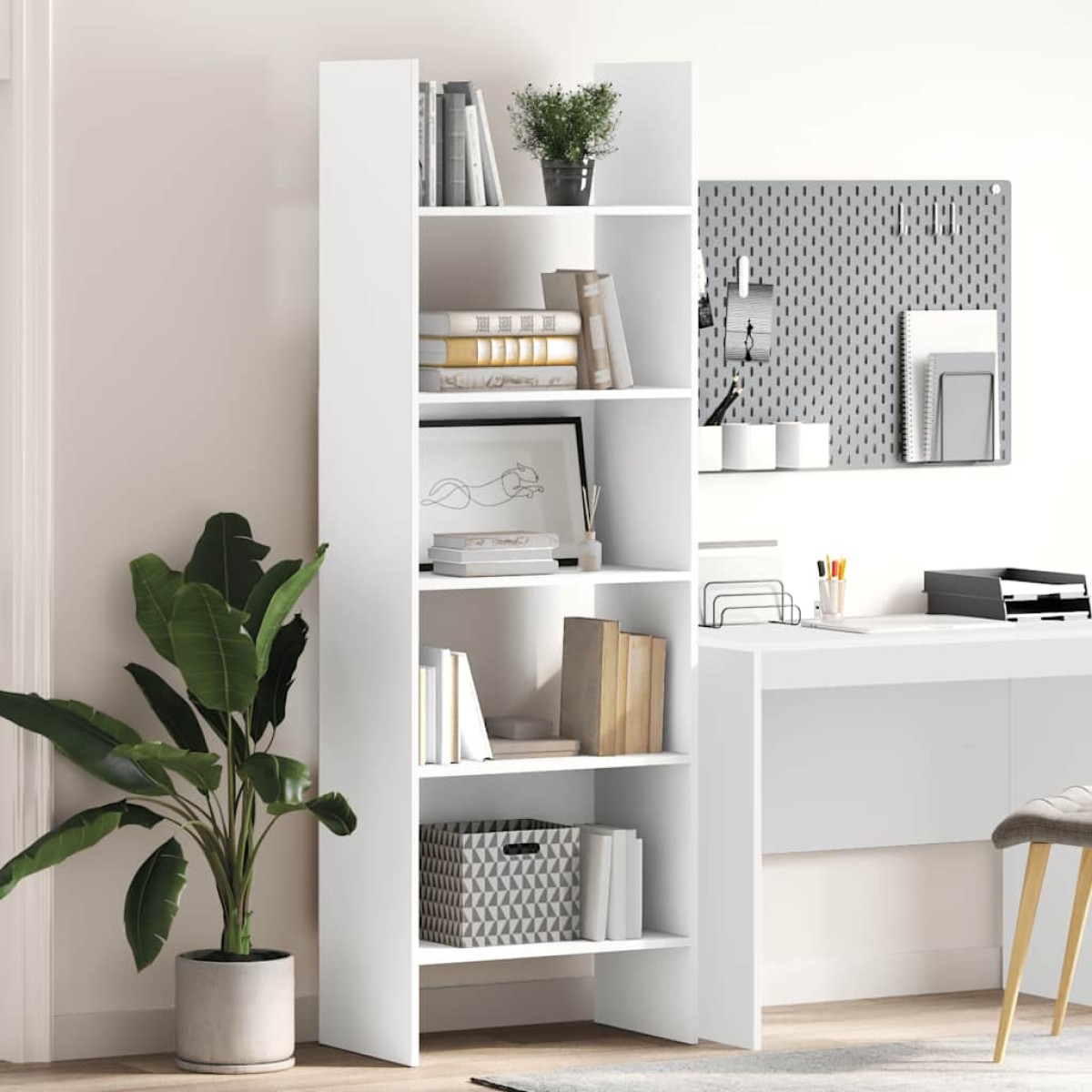 vidaXL Βιβλιοθήκη Λευκή 60 x 35 x 180 εκ. από Μοριοσανίδα