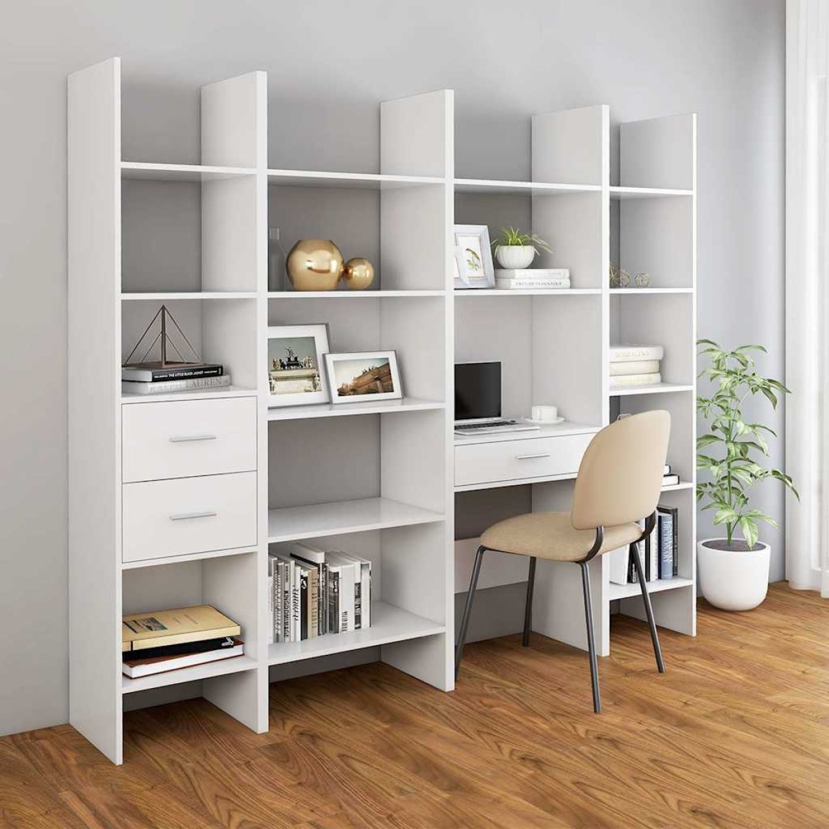 vidaXL Βιβλιοθήκη Λευκή 40 x 35 x 180 εκ. από Μοριοσανίδα