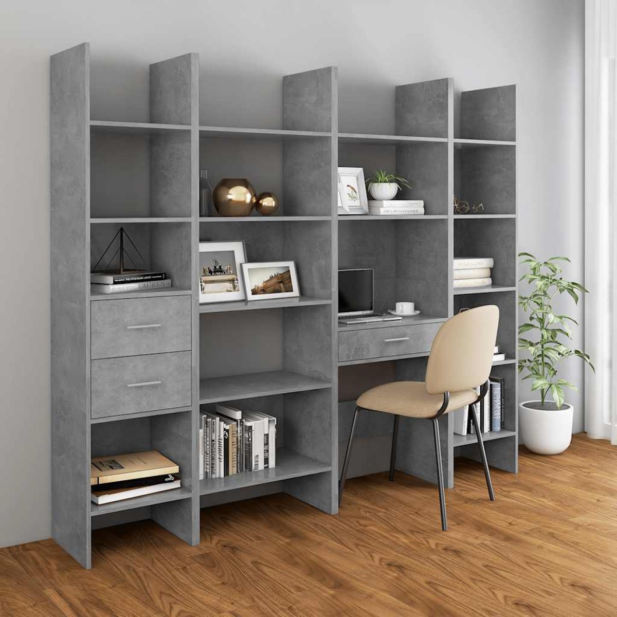 vidaXL Βιβλιοθήκη Γκρι Σκυροδέματος 40 x 35 x 180 εκ. από Μοριοσανίδα