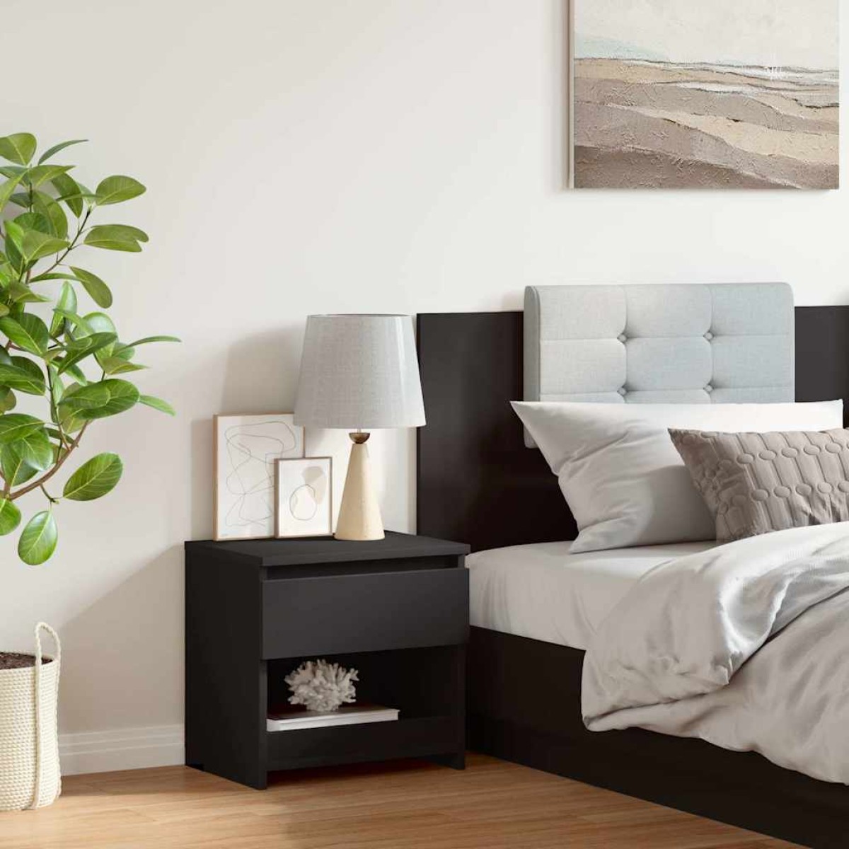 vidaXL Κομοδίνο Μαύρο 40 x 30 x 39 εκ. από Μοριοσανίδα