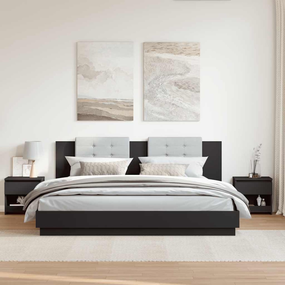 vidaXL Κομοδίνα 2 τεμ. Μαύρα 40 x 30 x 39 εκ. Μοριοσανίδα