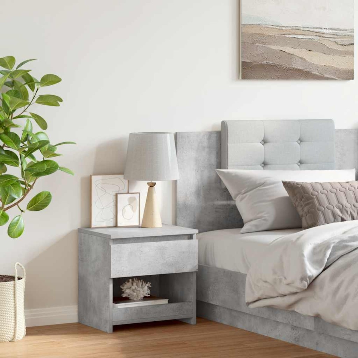 vidaXL Κομοδίνο Γκρι Σκυροδέματος 40 x 30 x 39 εκ. από Μοριοσανίδα