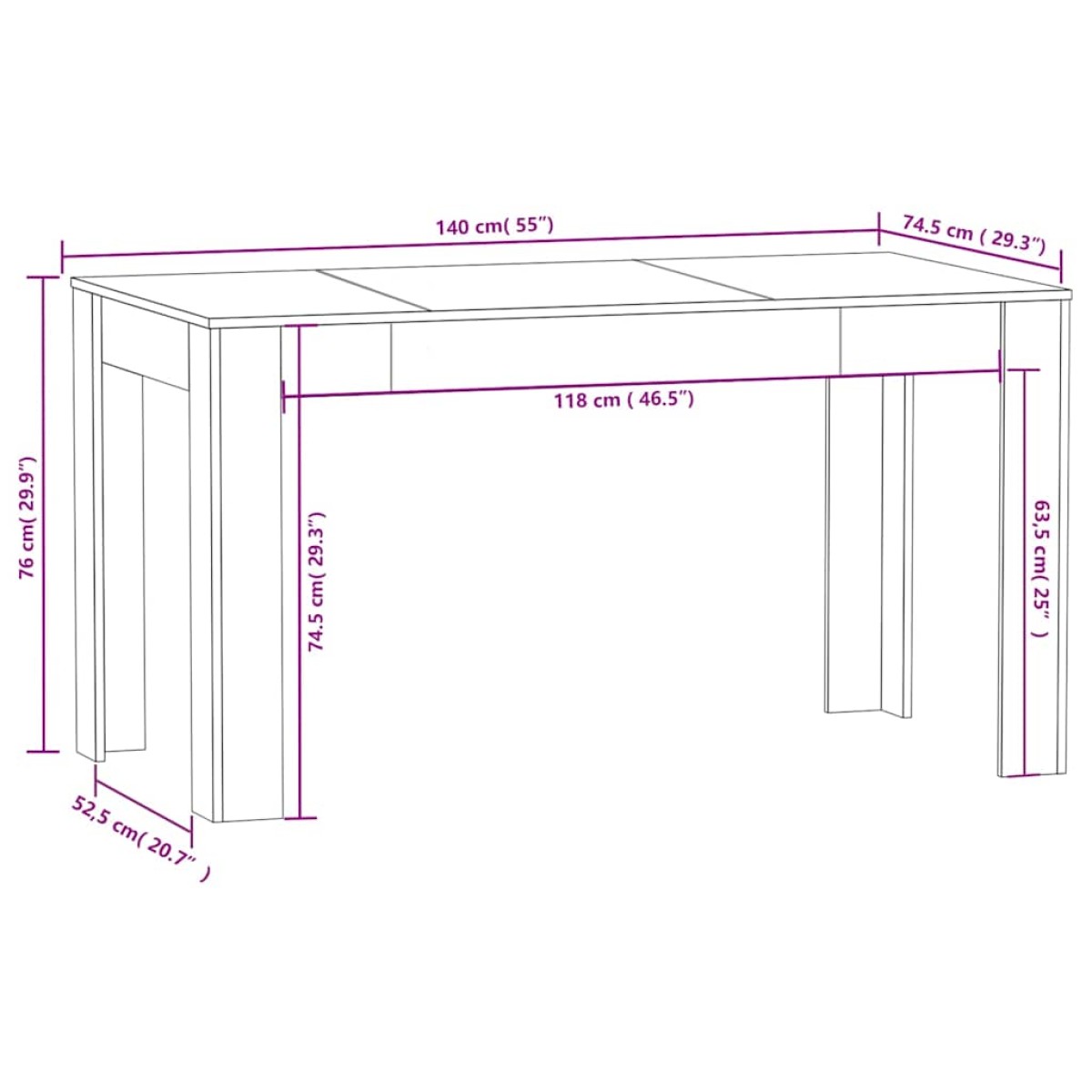 vidaXL Τραπεζαρία Sonoma Δρυς 140 x 74,5 x 76 εκ. από Μοριοσανίδα