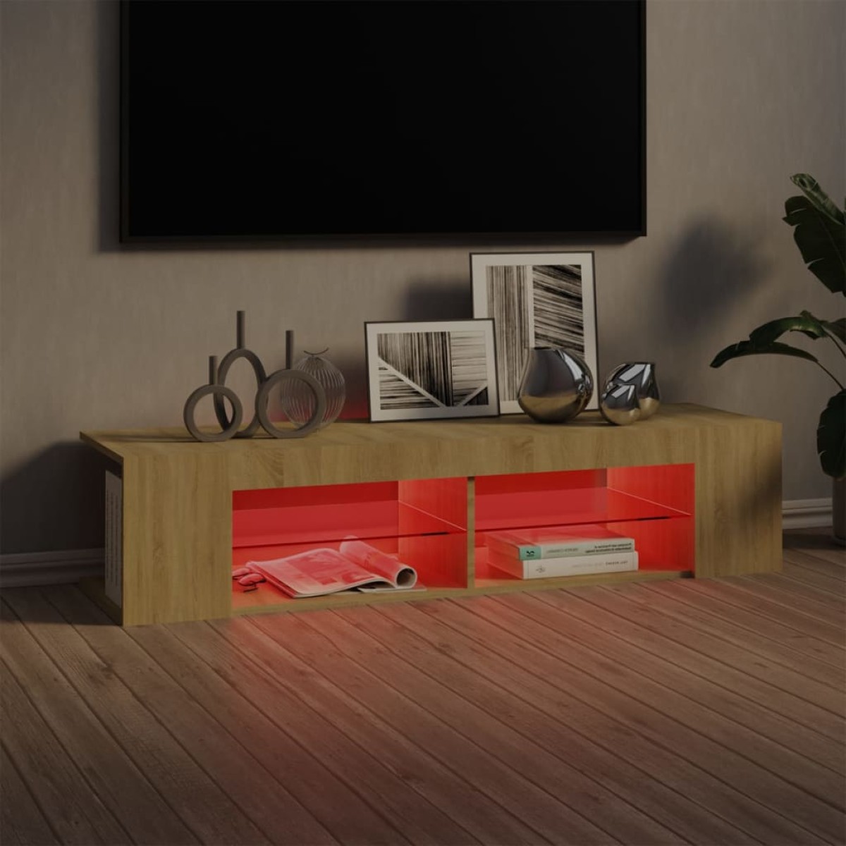 vidaXL Έπιπλο Τηλεόρασης με LED Sonoma Δρυς 135x39x30 εκ.