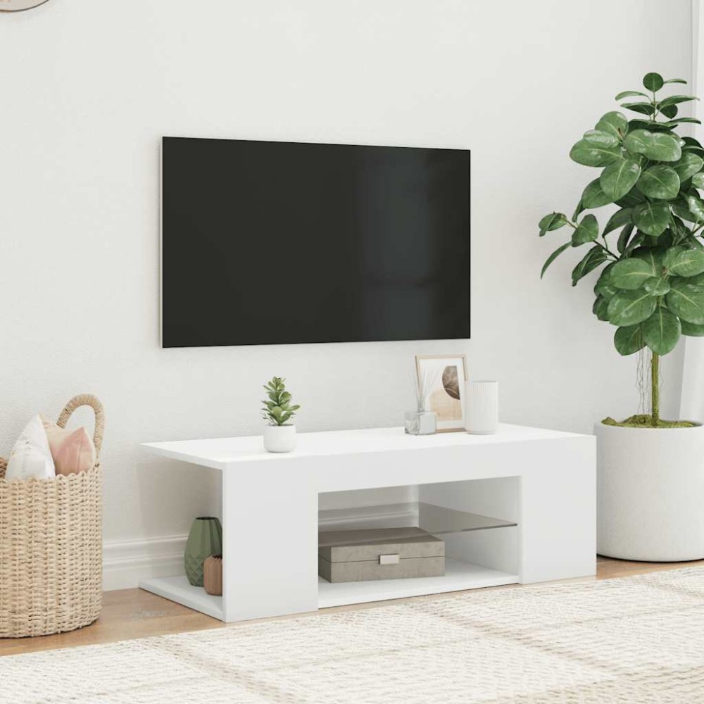 vidaXL Έπιπλο Τηλεόρασης με LED Λευκό 90x39x30 εκ.