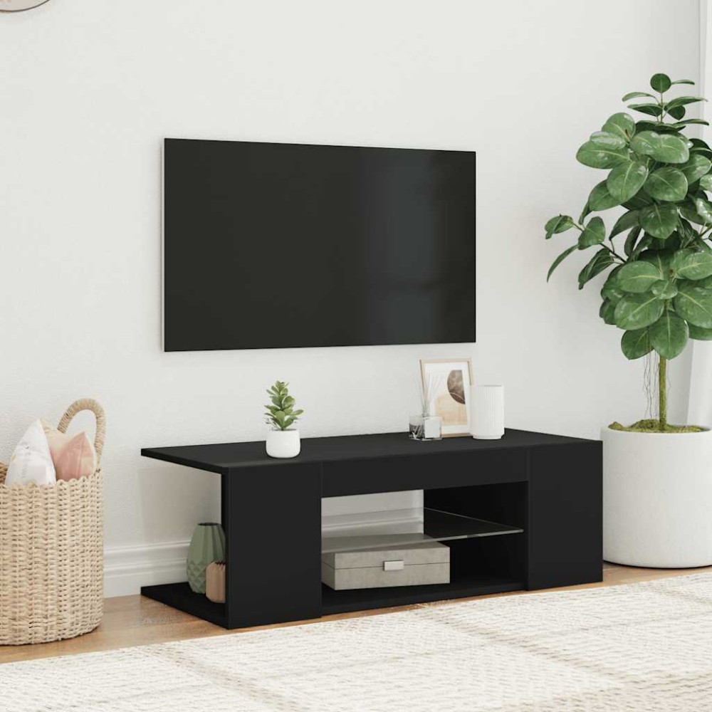 vidaXL Έπιπλο Τηλεόρασης με LED Μαύρο 90x39x30 εκ.