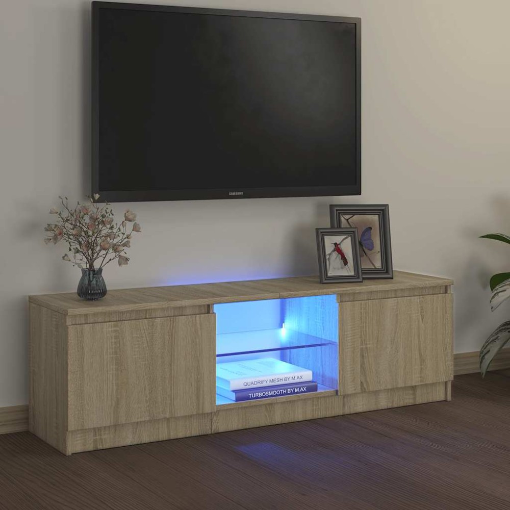 vidaXL Έπιπλο Τηλεόρασης με LED Sonoma Δρυς 120 x 30 x 36 εκ.